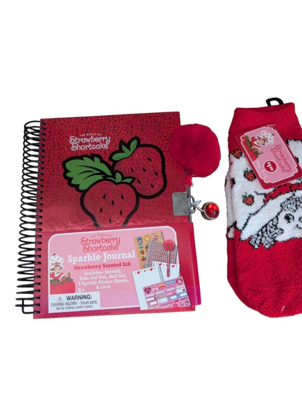 Strawberry Shortcake Red Sparkle Journal with Cozy Socks